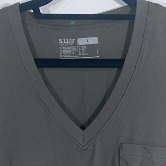 5.11 Tactical Women’s Essential V‑Neck Tee – Large, Army Green, New - Picture 3 of 5